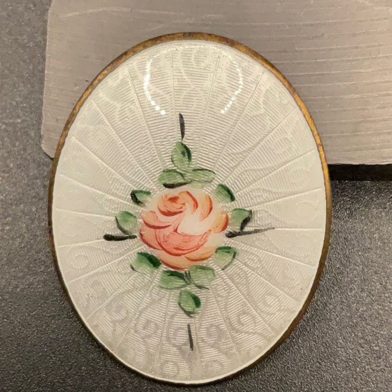 Vintage Guilloche Enamel Brooch